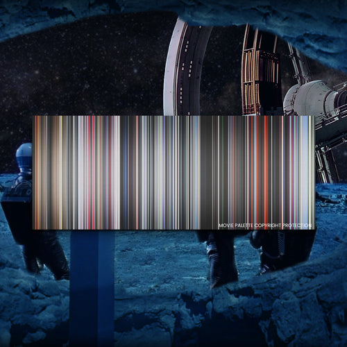 2001: A Space Odyssey movie barcode canvas print, the whole film as stripes of color