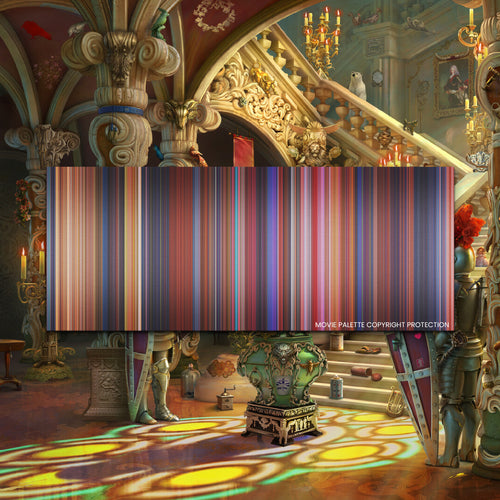 Beauty and the Beast movie barcode canvas print, the whole film as stripes of color