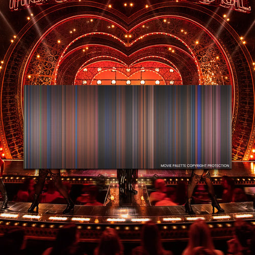 Moulin Rouge! movie barcode canvas print, the whole film as stripes of color