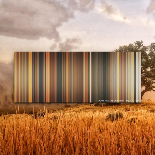Fantastic Mr. Fox movie barcode canvas print, the whole film as stripes of color