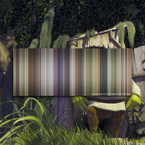 Shrek movie barcode canvas print, the whole film as stripes of color