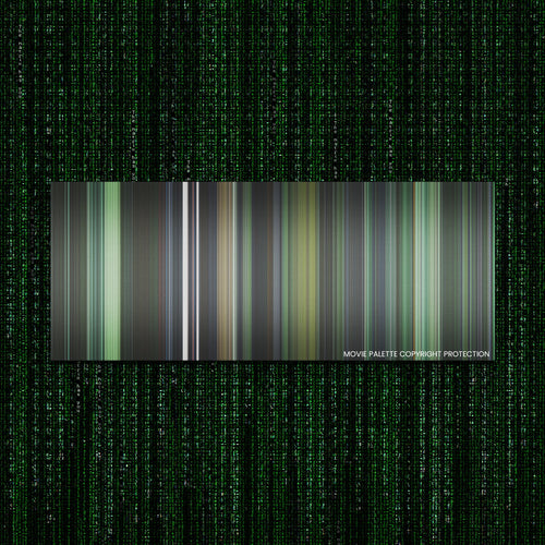 The Matrix movie barcode canvas print, the whole film as stripes of color