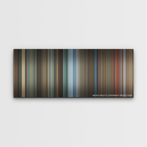 Black Widow color palette canvas print: thousands of thin vertical stripes of color