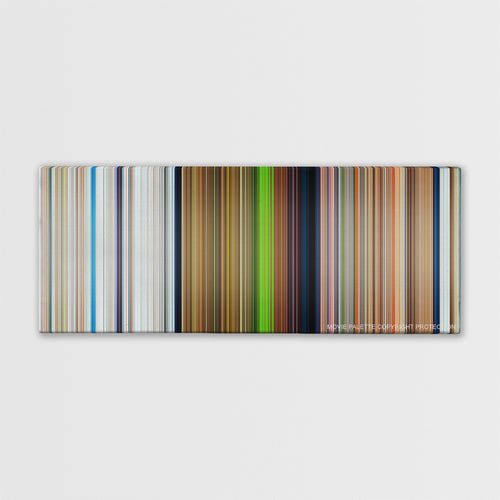 Ice Age: Dawn of the Dinosaurs: In Character with John Leguizamo movie barcode canvas print, the whole film as stripes of color