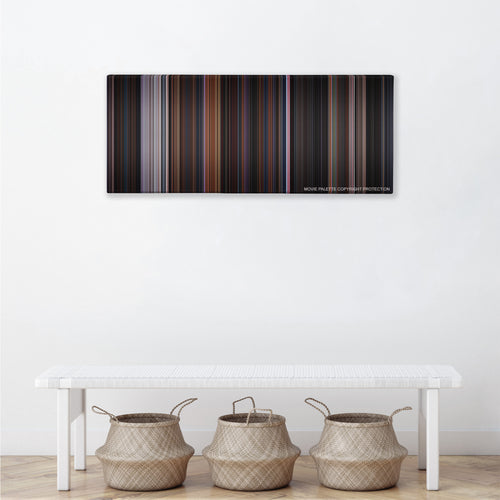 Friday the 13th Part VIII: Jason Takes Manhattan color palette canvas above a white bench with three woven baskets