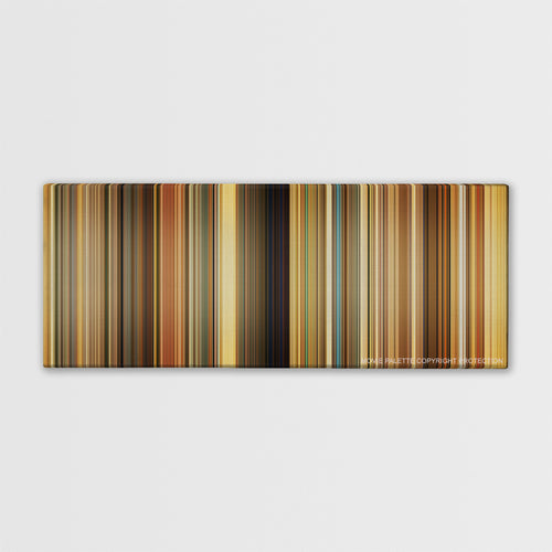 The Darjeeling Limited color palette canvas print: thousands of thin vertical stripes of color