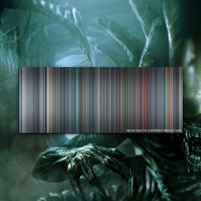 Aliens movie barcode canvas print, the whole film as stripes of color