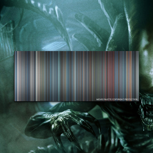 Aliens movie barcode canvas print, the whole film as stripes of color