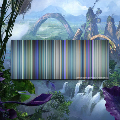 Avatar movie barcode canvas print, the whole film as stripes of color