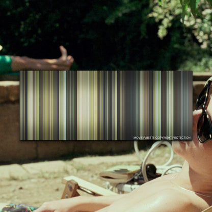 Call Me by Your Name movie barcode canvas print, the whole film as stripes of color