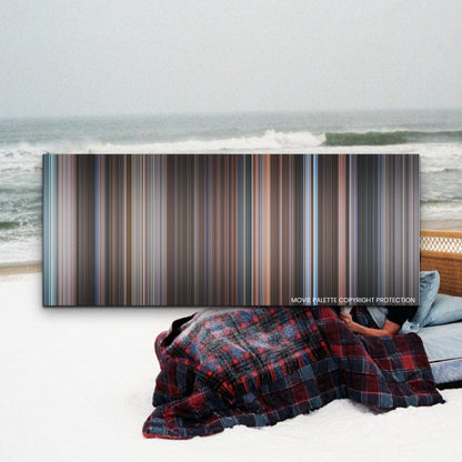 Eternal Sunshine of the Spotless Mind movie barcode canvas print, the whole film as stripes of color