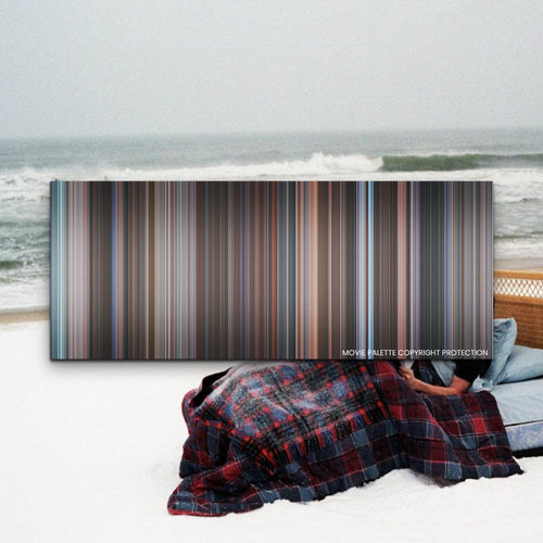 Eternal Sunshine of the Spotless Mind movie barcode canvas print, the whole film as stripes of color