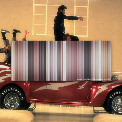 Grease movie barcode canvas print, the whole film as stripes of color