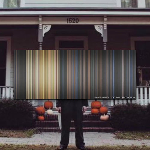 Halloween movie barcode canvas print, the whole film as stripes of color