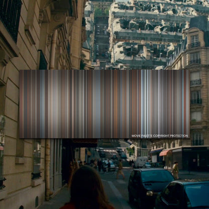 Inception movie barcode canvas print, the whole film as stripes of color
