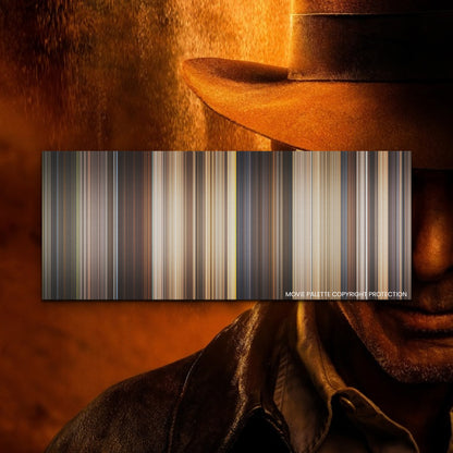 Indiana Jones and the Raiders of the Lost Ark movie barcode canvas print, the whole film as stripes of color
