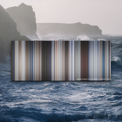 Jaws movie barcode canvas print, the whole film as stripes of color