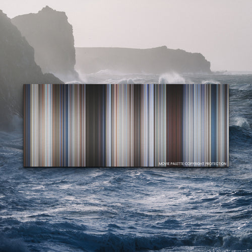 Jaws movie barcode canvas print, the whole film as stripes of color