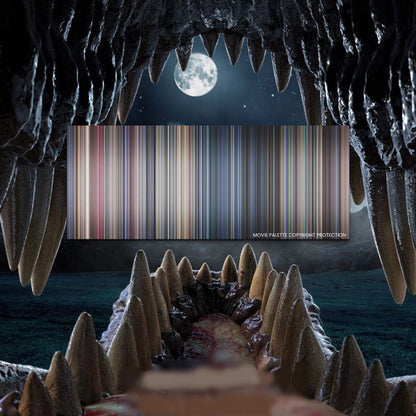 Jurassic Park movie barcode canvas print, the whole film as stripes of color