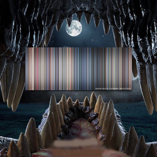 Jurassic Park movie barcode canvas print, the whole film as stripes of color