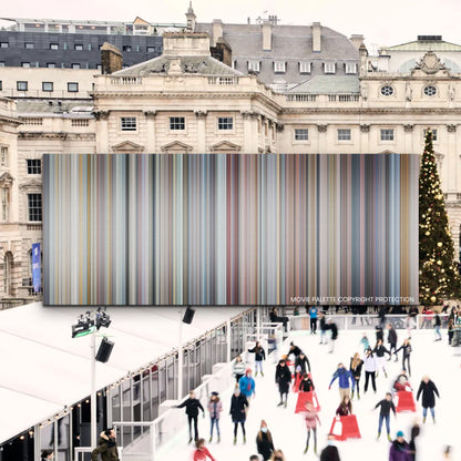 Love Actually movie barcode canvas print, the whole film as stripes of color