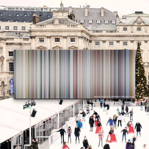 Love Actually movie barcode canvas print, the whole film as stripes of color