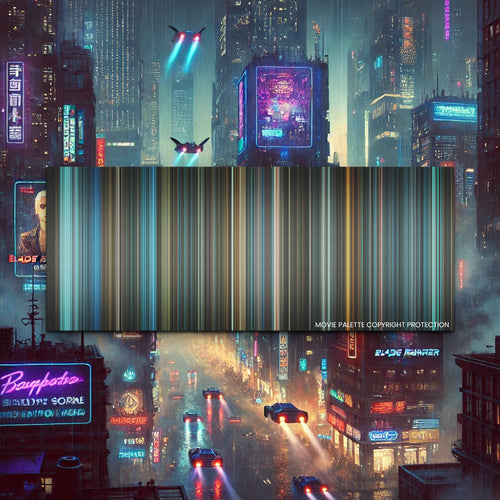 Blade Runner movie barcode canvas print, the whole film as stripes of color