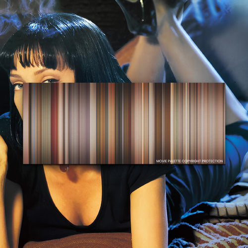 Pulp Fiction movie barcode canvas print, the whole film as stripes of color