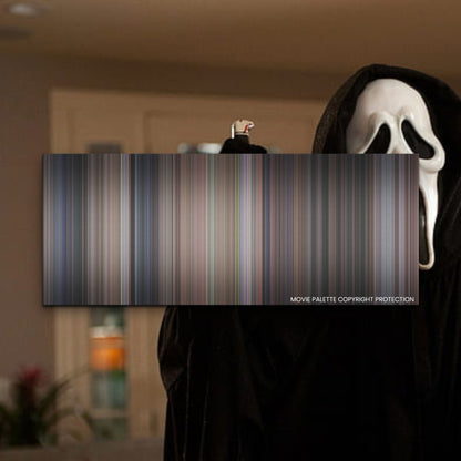 Scream movie barcode canvas print, the whole film as stripes of color