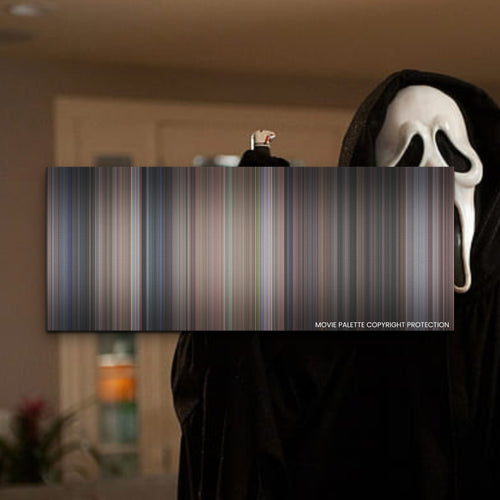 Scream movie barcode canvas print, the whole film as stripes of color