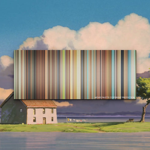 Spirited Away movie barcode canvas print, the whole film as stripes of color