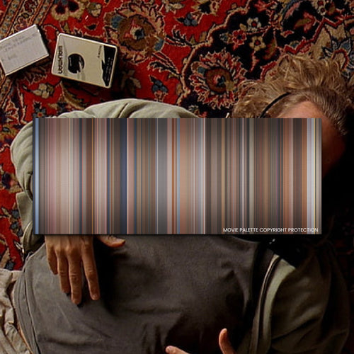 The Big Lebowski movie barcode canvas print, the whole film as stripes of color