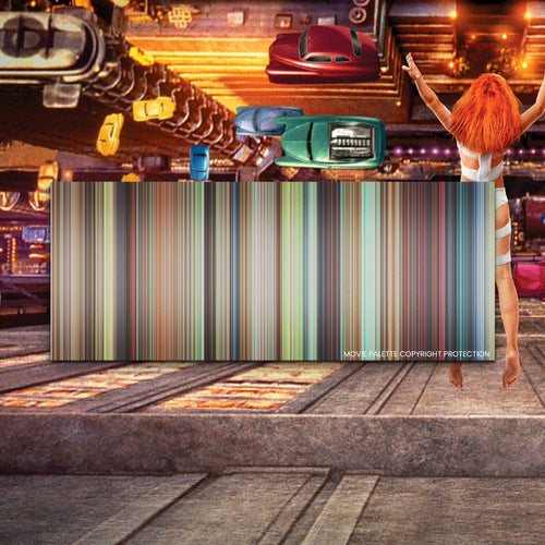 The Fifth Element movie barcode canvas print, the whole film as stripes of color
