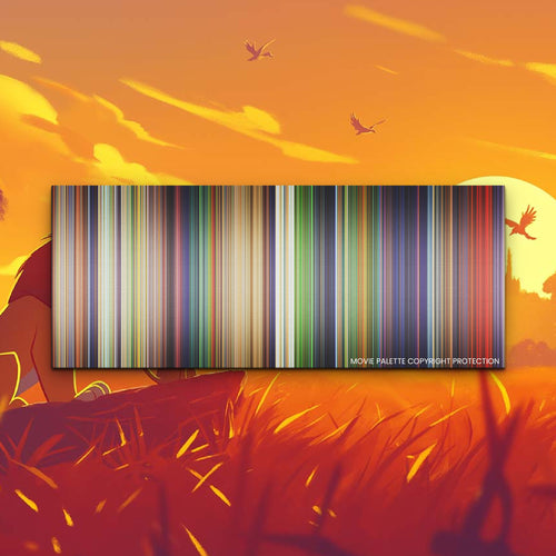 The Lion King movie barcode canvas print, the whole film as stripes of color
