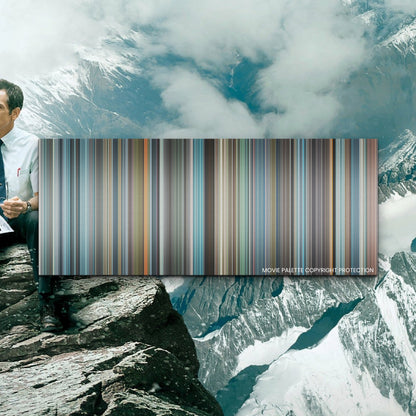 The Secret Life of Walter Mitty movie barcode canvas print, the whole film as stripes of color