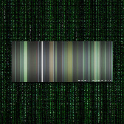 The Matrix movie barcode canvas print, the whole film as stripes of color