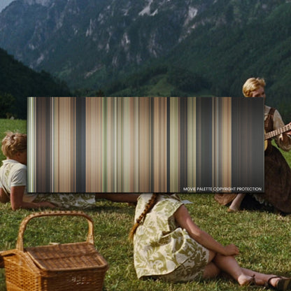 The Sound of Music movie barcode canvas print, the whole film as stripes of color