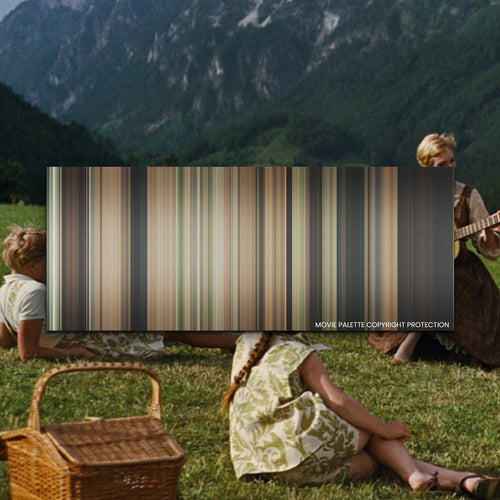The Sound of Music movie barcode canvas print, the whole film as stripes of color