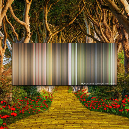 The Wizard of Oz movie barcode canvas print, the whole film as stripes of color