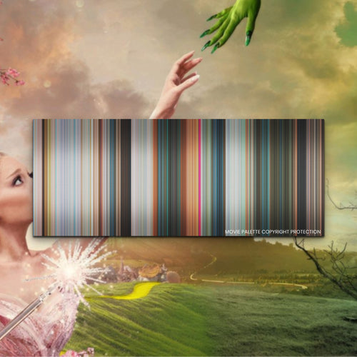 Wicked movie barcode canvas print, the whole film as stripes of color