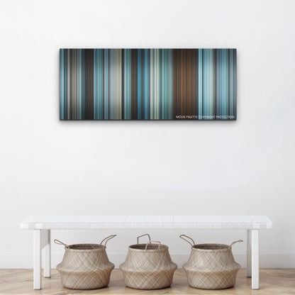 All Quiet on the Western Front color palette canvas above a white bench with three woven baskets