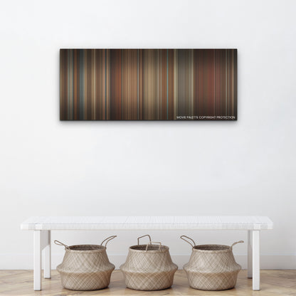 Amsterdam color palette canvas above a white bench with three woven baskets