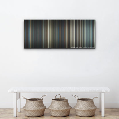 The Creator color palette canvas above a white bench with three woven baskets
