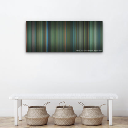 Joker: Folie à Deux color palette canvas above a white bench with three woven baskets