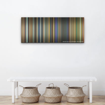 Bad Boys: Ride or Die color palette canvas above a white bench with three woven baskets