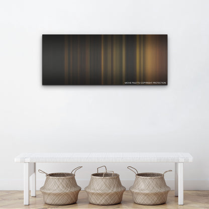 When Evil Lurks color palette canvas above a white bench with three woven baskets