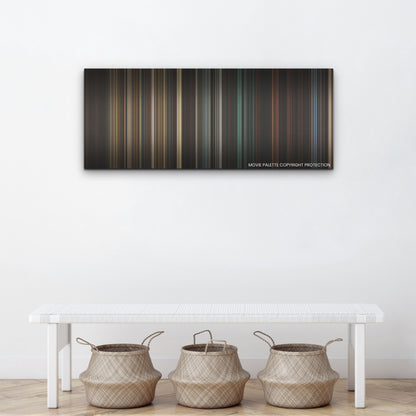 The Conjuring: The Devil Made Me Do It color palette canvas above a white bench with three woven baskets
