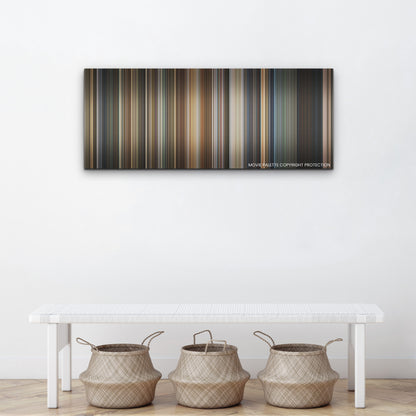 Sound of Freedom color palette canvas above a white bench with three woven baskets