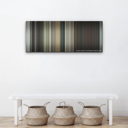 The Ministry of Ungentlemanly Warfare color palette canvas above a white bench with three woven baskets