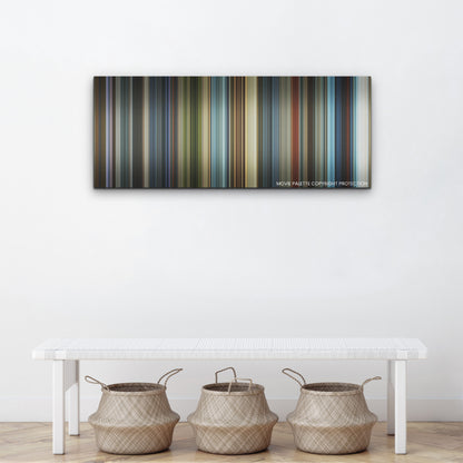 The Tomorrow War color palette canvas above a white bench with three woven baskets